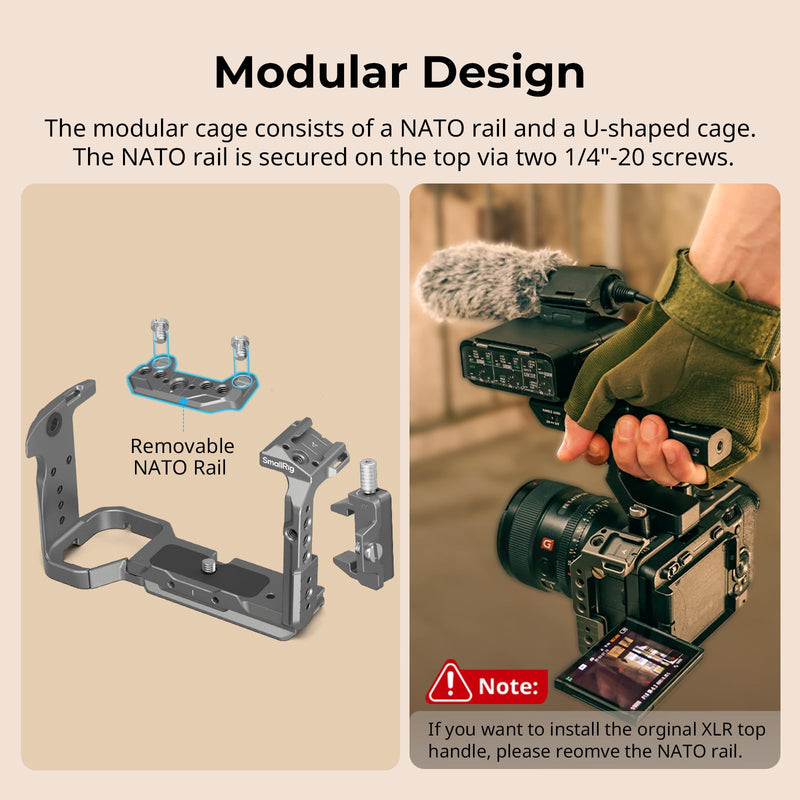 SmallRig FX3 / FX30 HawkLock Quick Release Camera Cage Kit for Sony with Cable Clamp, Bulit-in QR Cold Shoe NATO Rail/QR Plate for Arca, Modular Design Compatible with Original XLR Handle HawkLock QR Cage