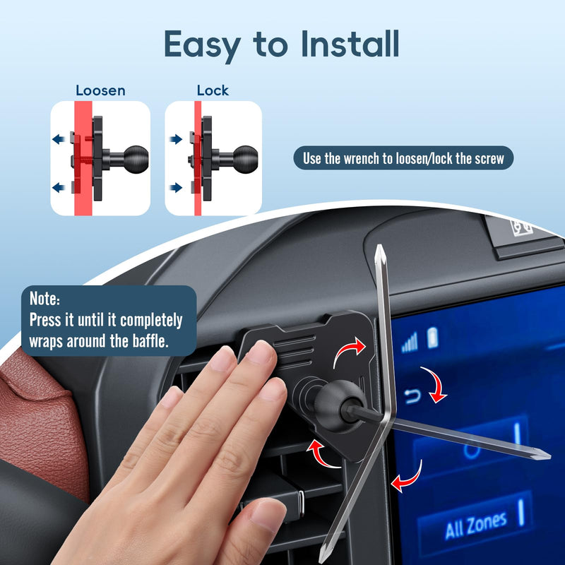 Car Vent Metal Magnetic Phone Mount Compatible with 2021-2026 Ford F-150 | 2022-2026 F-150 Lightning XL & PRO | 2023-2026 Ford Super Duty| 20 Magnets Non-Block Air Vent | 360° Rotation All Smartphones