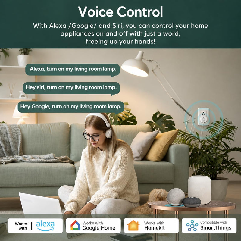 Matter Smart Plug, Compatibility with Apple HomeKit, Google Home, Alexa & SmartThings, Easy Setup, Timer Outlet, 2.4GHz WiFi Only, Matter Hub Required (4 Pack) 4 Pack