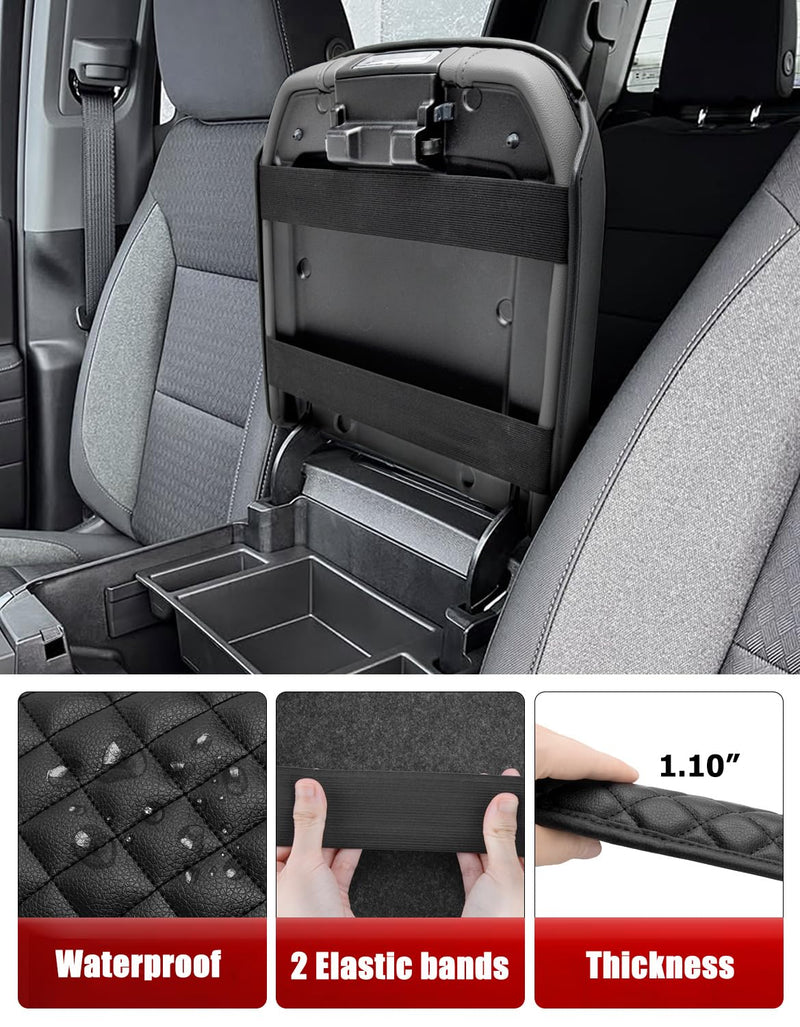 KBH Center Console Armrest Cover for Chevy Chevrolet Silverado & GMC Sierra 2019-2026, Tahoe & Suburban & Yukon 2021-2026, Bucket Seat Only, Vinyl Leather Car Arm Rest Box Cushion Pad Covering, Black Bucket Seat 2019-2026 Silverado, Sierra etc.
