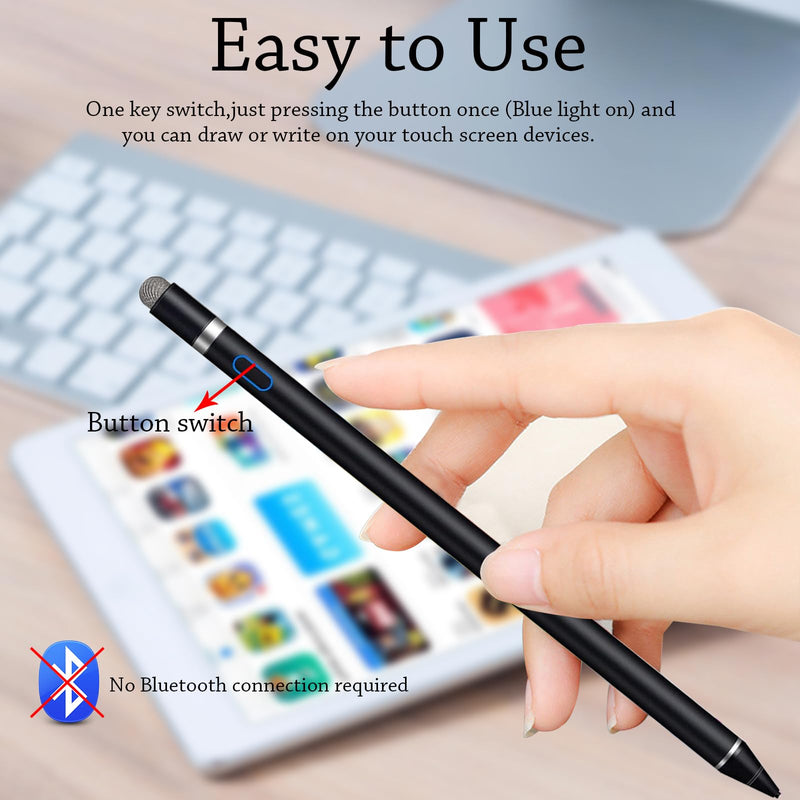 Stylus Pen for iPad, DOGAIN iPad Pencil for Touchscreen with Dual Touch Function, Active Digital Fine Point iPad Pen Compatible with iPad/Pro/Air/Mini/iPhone/Samsung//iOS/Android and More - Black