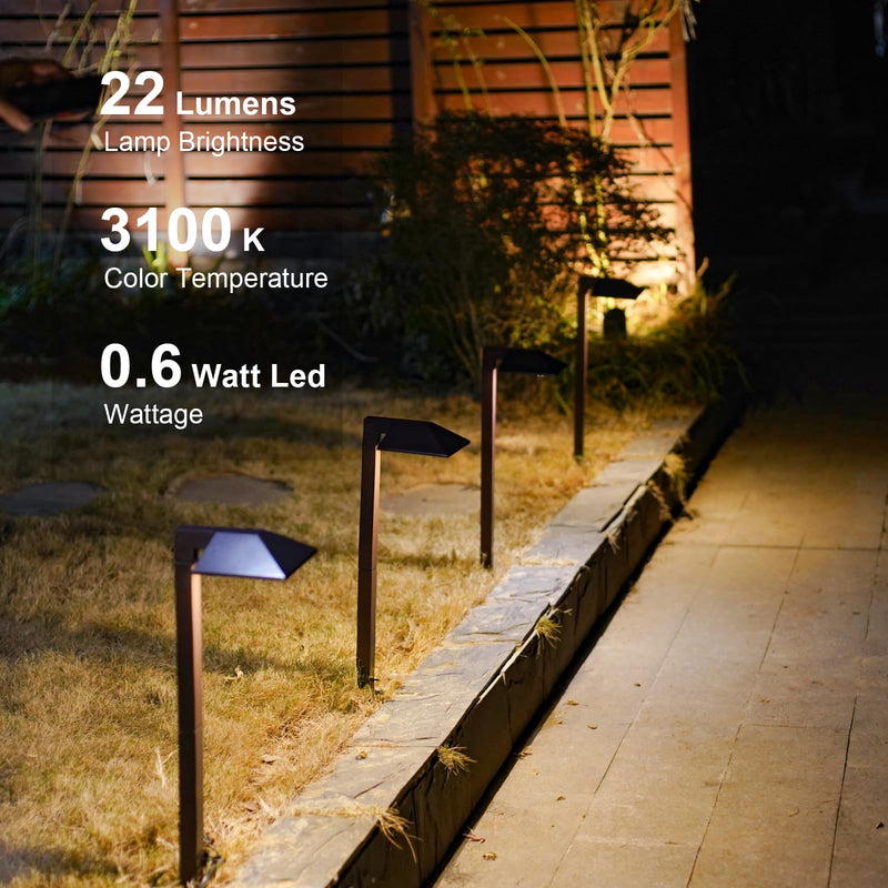 GOODSMANN Low Voltage Landscape Path Lights 0.6W LED Sidewalk Landscape Lighting 22 Lumen Outdoor Electric Walkway & Pathway Lights Wired Bronze Finish 3100K Warm White with Cable Connectors Bronze 1PK