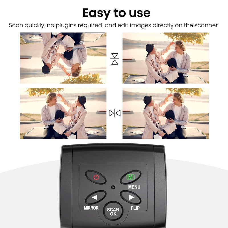 DigitConvert 35mm Film Scanner & Slide Scanner with 2.4" LCD Screen | Converts color and B&W 135 negatives & Slide to JPEG digital; Saves to SD or SDHC card (not included); No Computer Needed Black