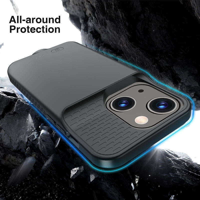 GIN FOXI Battery Case for iPhone 15 Pro/15, Rechargeable Case 15W Fast Charging Charger Real 7000mAh Ultra-Slim Anti-Fall Protection Extended Charger for iPhone 15 &15 Pro Black 15/15 Pro