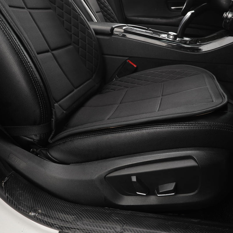 Car Seat Cushions, Car Seat Cover Foldable Portable Seat Cover for Back and Seat Cushions with Bottom Anti Slip Silicon(1 Pack/Black)
