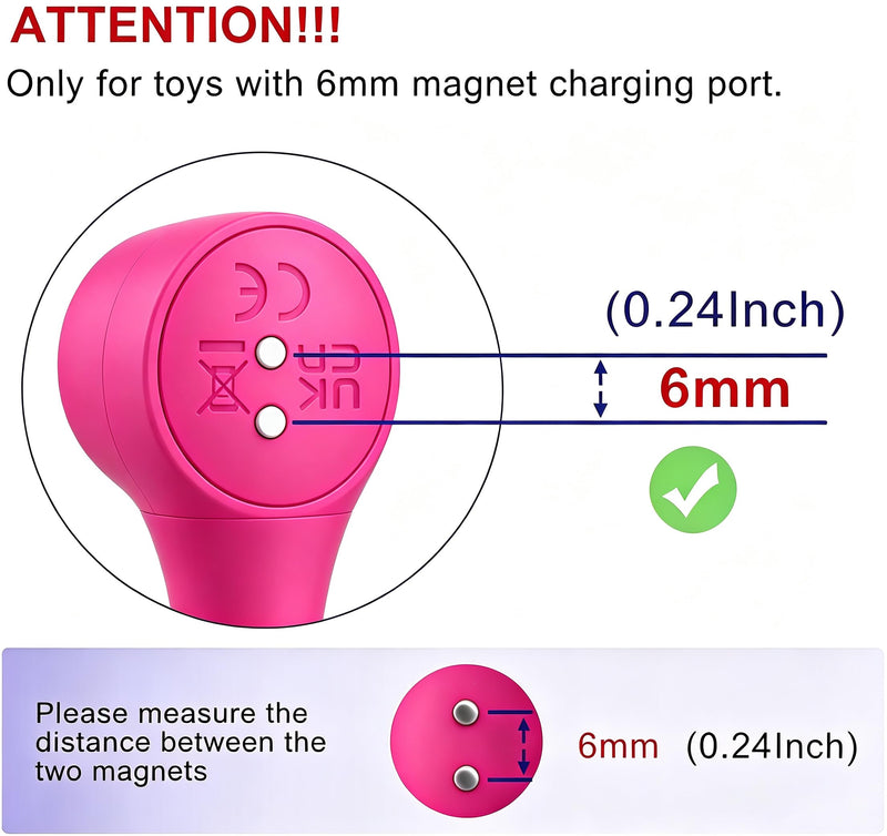 2.62 FT Magnetic USB Charger Cable For Massager Toys (6mm/0.24inch) | 80cm/2.62FT, Compatible with 2 Pin rechargeable toys(6mm/0.24 inch)