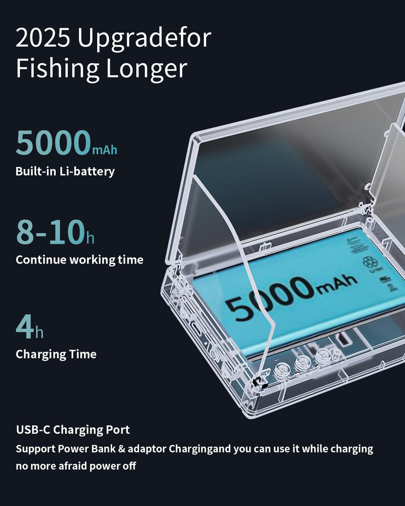 FOURQ Auto Reel Underwater Fishing Camera, 4.3" HD Monitor Fish Finder with 100ft Cable, 4 IR Night Vision Lights & 5000mAh Battery, Portable Video Camera for Ice, Kayak, Boat & Saltwater Fishing