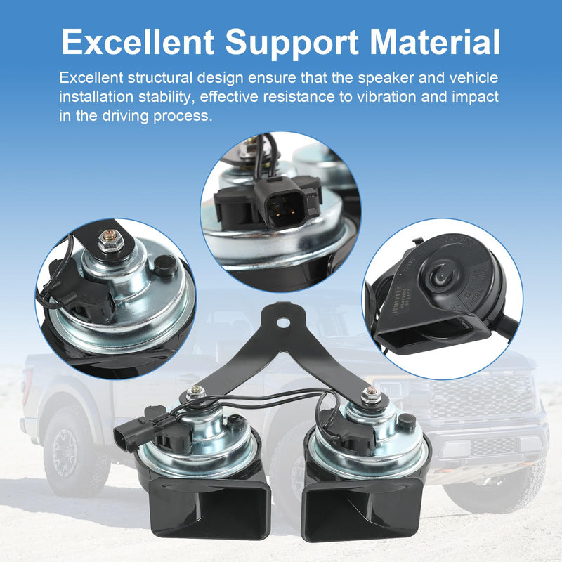 Horn Assembly with Bracket Dual Note Electric Horn Level 2 Compatible with Ford F-150 2015-2022 Expedition 2018-2022 Replaces# ‎‎FL3Z-13832-C