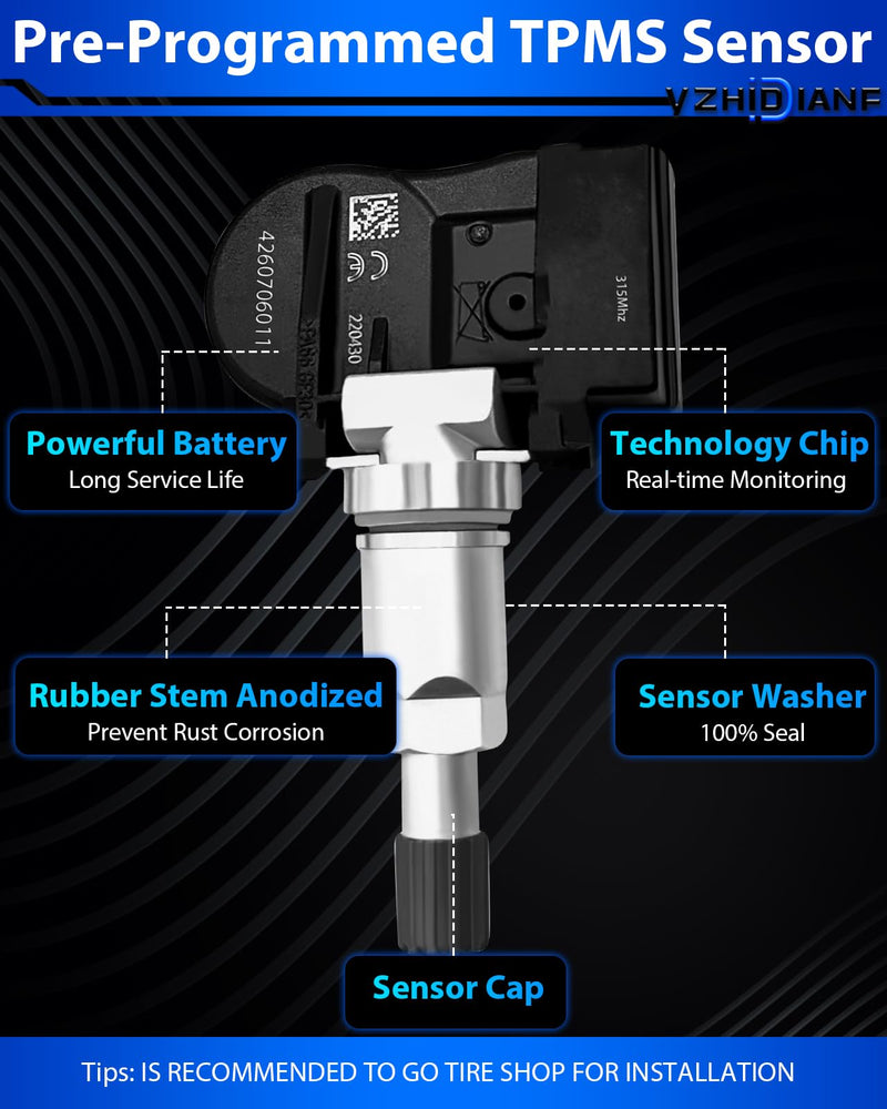 4260706011 Pre-Programed Tire Pressure Sensor Fit for:-Toyota Prius 2006-2015 Corolla Venza Camry for:-RAV4 Tacoma Tundra 4Runner for:-Lexus IS250 LX570 ES350 for:-Scion 315MHz TPMS (4) 4260706011(4) Metallic Black