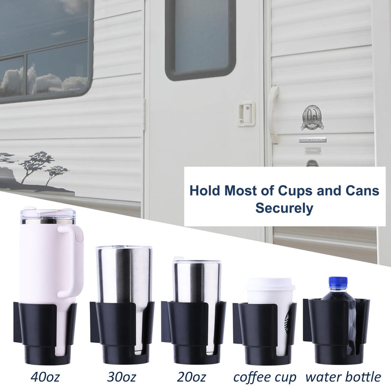 Universal Large Cup Holder Wall Mount, Heavy Duty Plastic Drink Holder for Boat Car Truck RV Bus Tractor Wall Wood, Vertical or Horizontal Mount, Fit Most Cups, Bottles, Cans, Tumblers Black Pack of 1