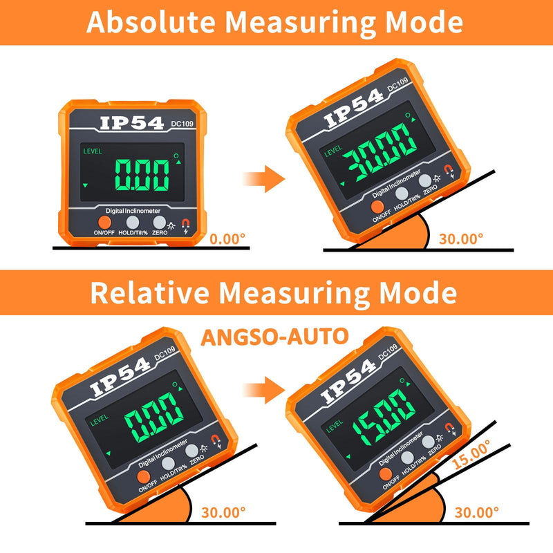 Digital Angle Magnetic Protractor,4 of 90° Measuring Range Mini Digital Level with Backlight Carpenter Tools IP54 Waterproof Inclinometer for ADAS Calibration Auto Angle Measurement