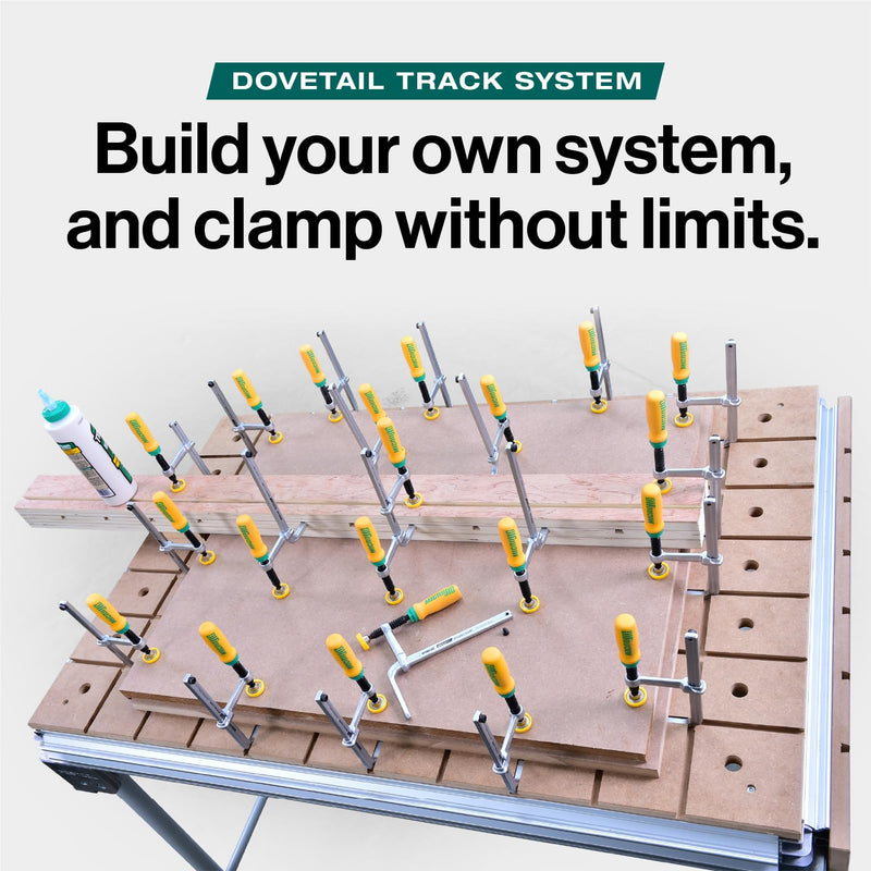 MICROJIG MatchFit Dovetail Clamps, Woodworking Track System Tools, DVC-538K2, 2-Pack, Yellow/Green