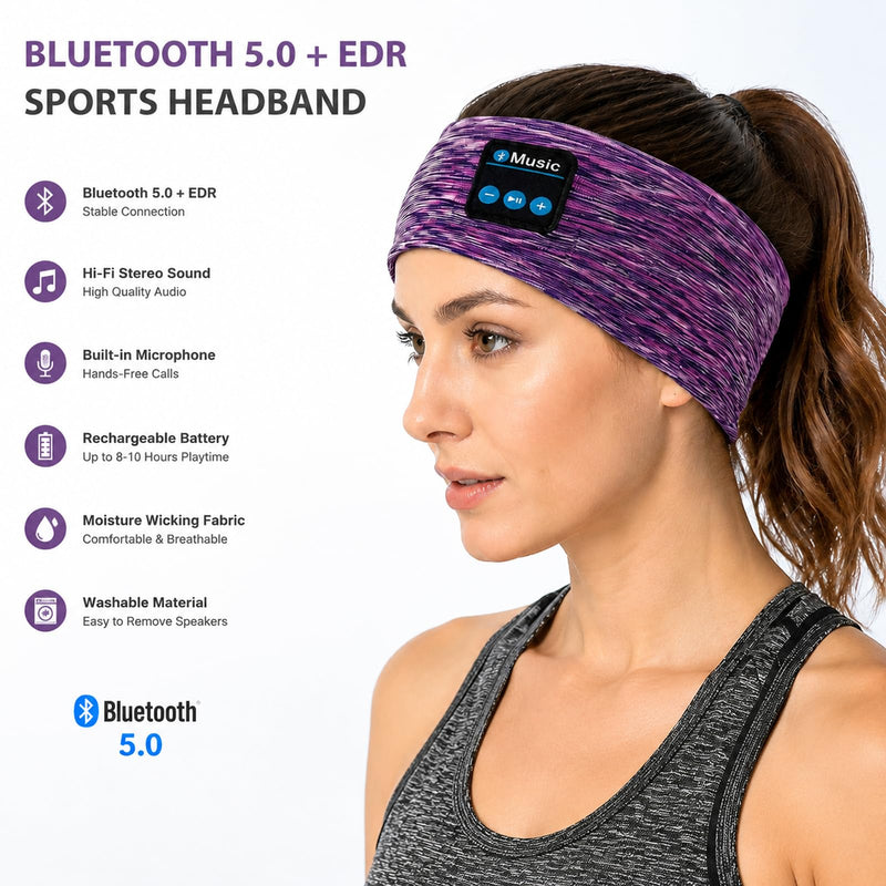 Sleep Bluetooth Headphones, Sleep Headphones Headband Wireless for Sleeping Side Sleeper, Wireless Sleep Earphones for Workout Sports Yoga Running Travel (Dark red) dark red