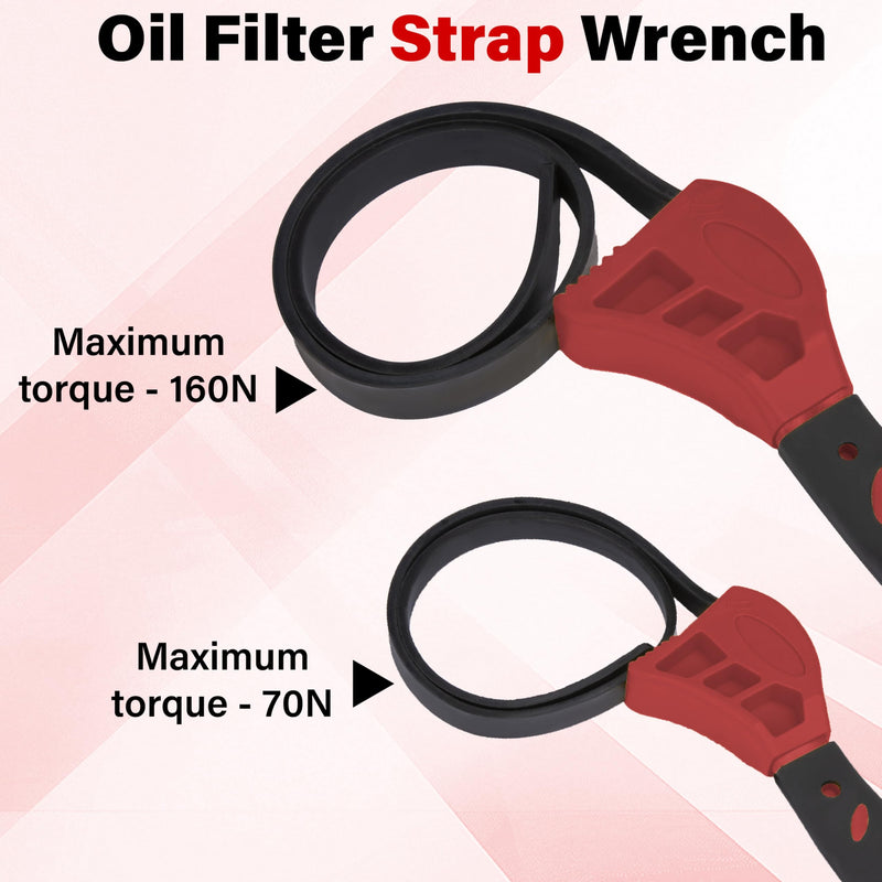 2 PCS Strap Wrench Plumbing, Rubber Strap Wrench, 24 Inch & 19.7 Inch Oil Filters Strap Wrenches, Water Filter Wrenches, Adjustable Rubber Jar Opener for Water Filters, Plumbing,Sink, Faucet (Red) Red