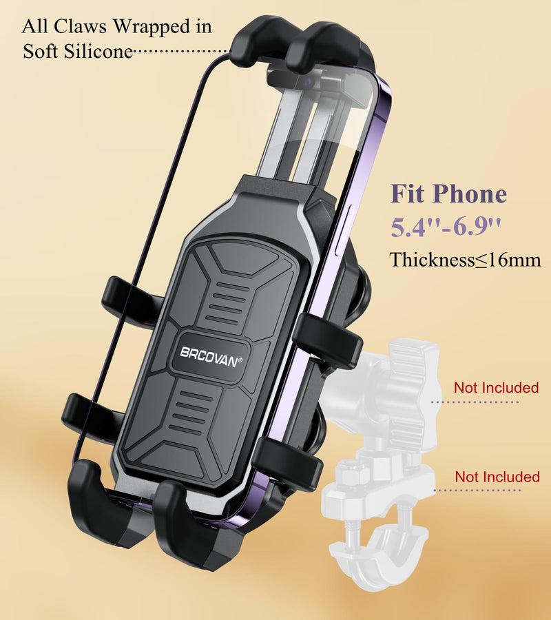 BRCOVAN 1'' Ball Phone Mount Holder with Vibration Dampener, Compatible with RAM Mounts B Size Double Socket Arm, Adjustable Heavy Duty for Bike Motorcycle Scooter ATV UTV, Fit 5.4-6.9'' Cellphone
