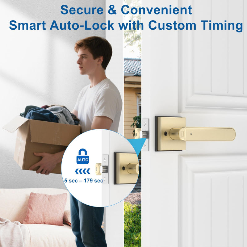Fingerprint Door Lock & Biometric Door Knob with App – 3-in-1 Keyless Entry Smart Door Lock with Auto-Lock & Interior Lockable, Secure Your Home, Office, Bedroom & Apartment Gold