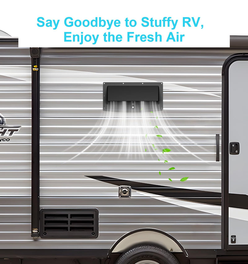 Aluminum RV Exhaust Range Hood Vent Cover with Adjustable Collar Depth Locking Damper Camper Stove Microwave Exterior Sidewall Ventilation Replacement Kit for Trailer Motorhome (Black) Black