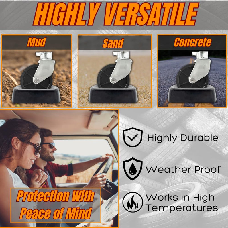 Jack Caster Wheel Dock for Caravans and Trailers - Heavy Duty Rubber Stabilizer Chock for 6 Inch Jockey Wheels Only