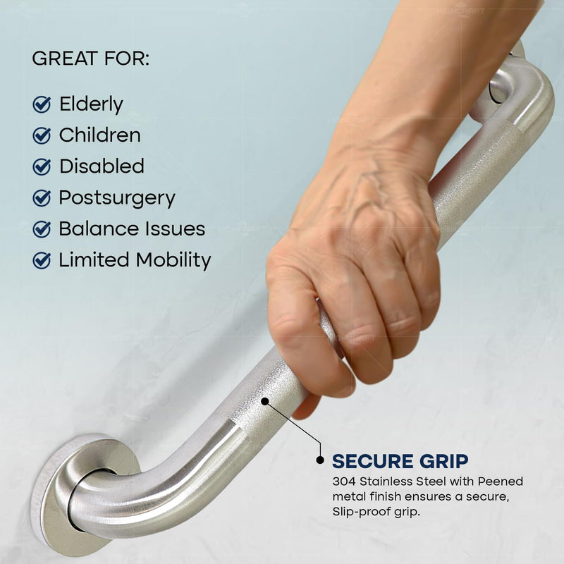  [AUSTRALIA] - Highcraft Grab Bar for Bathtubs and Showers, Anti Slip Shower Grab Bars for Seniors and Elderly, Safety Bar for Bathroom 18" x 1.5" ADA Compliant Grab Bar, Heavy Duty Stainless Steel Shower Handle