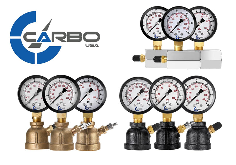 Gas Test Pressure Gauge, 1” FNPT Connection, Brass Valve, Chrome Plated Steel Body Assembly. (Steel Black, 1" FNPT 0-30 psi) Steel Black