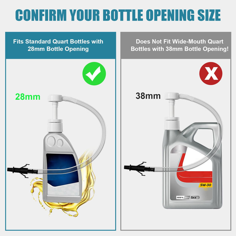 Fluid Pump for Standard Quart Bottles - 8cc Per Pump Stroke，transmission fluid pump ，Transmission Fluid Pump with 3rd Hand Adapter，Transfer Gear Oil，Differential & Transmission Fluid (1Pack-28mm) (1) 1pcs