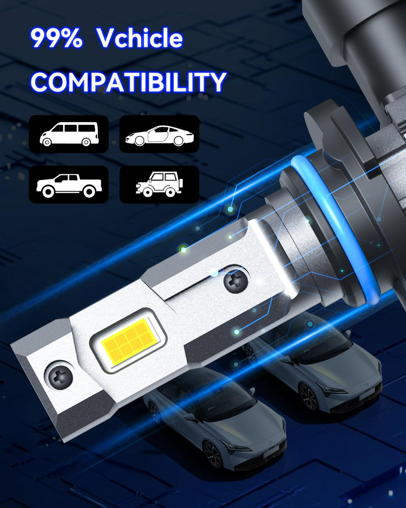 9005/HB3 H11/H8/H9/H16 LED Bulbs Combo, 120W 32000 LM Super Bright 6000K Cool White Led Fog Lights, IP67 Waterproof, Pack of 4, 9005+H11
