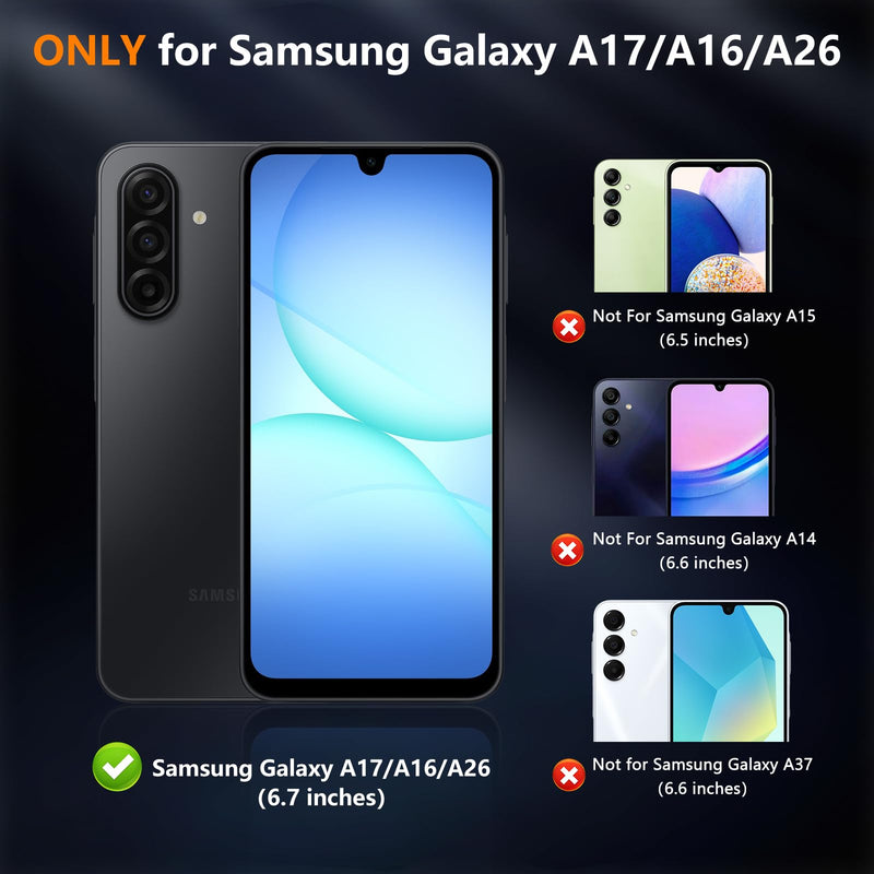 Hensinple for Samsung Galaxy A17/ A16 5G Phone Case, Built-in Screen Protector, Compatible with MagSafe, Military Grade Drop Protection Shockproof Translucent Matte Cover for Galaxy A17/A16/A26, Black | Compatible with MagSafe, Military Grade Drop Prot...