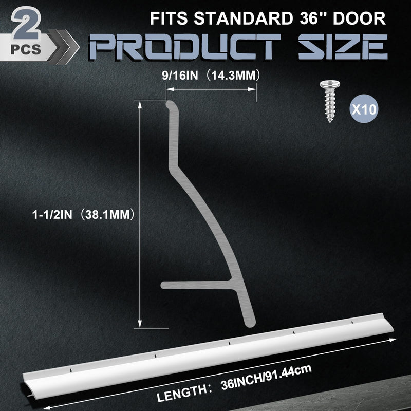 Blulu 2 Pcs 36 in Aluminum Door Drip Cap with Screws, Rain Drip Guard, Door Bottom Sweep Edge Deflector Overall Height 1-1/2 in Window Rain Deflector for Diverting House Rainwater(Silver) Silver