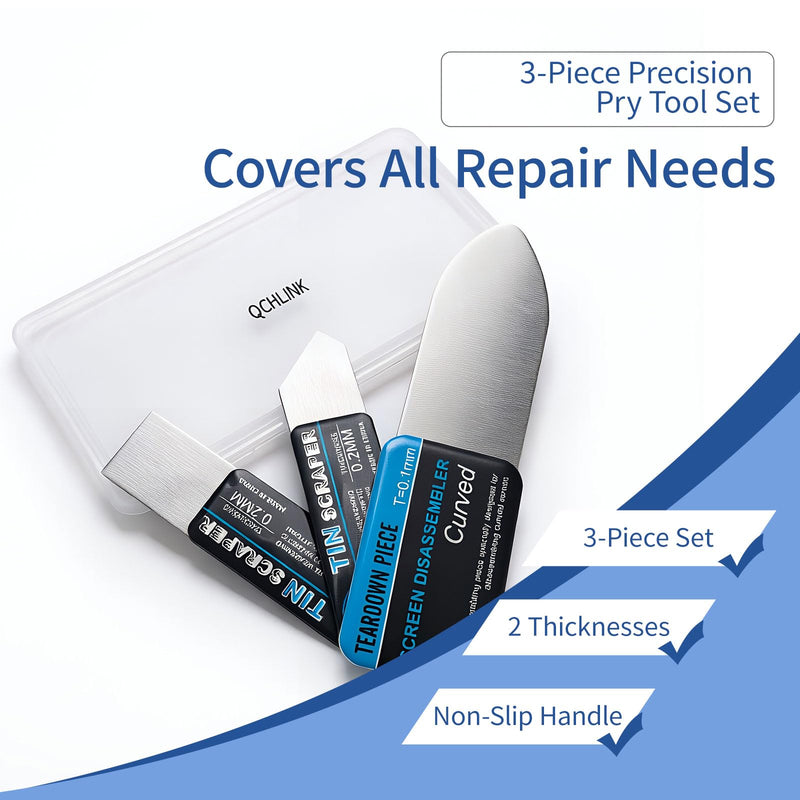 Metal Spudger Pry Tool Kit for Phone, Tablet & Laptop Repair | 2 ultra-thin cards & 4 small spudgers, stainless steel, non-slip grip, opening tool for electronics screen repair (6 Pcs) 6 PCS