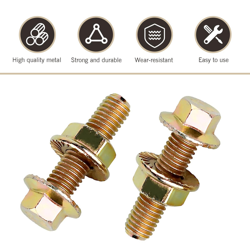 10 PCS Exhaust Manifold Bolts, Hexagonal Flange Nut Screw Anti-slip Fasteners, Carbon Steel Anti-rust Automobile Repair Accessories, Universal for Most Cars Modification Retainer (Gold)
