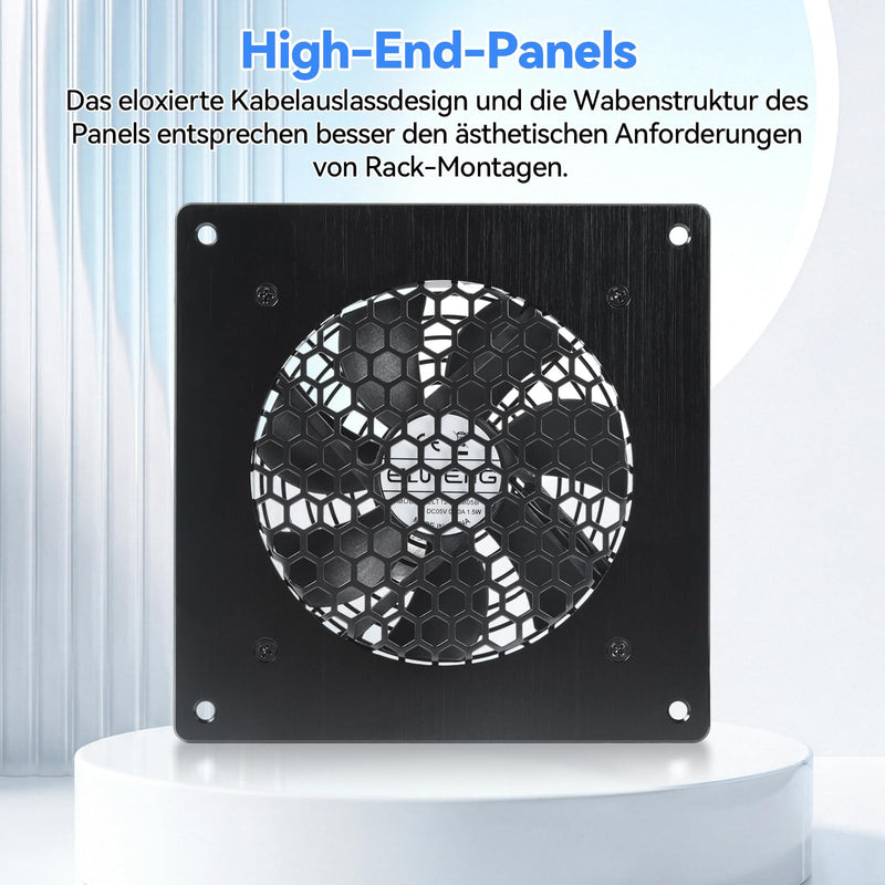 ELUTENG 120mm USB Cabinet Fan | Intelligent Temperature Control, 3 Speed Settings (1000/1200/1500 RPM), Aluminum Alloy Panel, Dual Ball Bearings 120MM Fan with Digital Display
