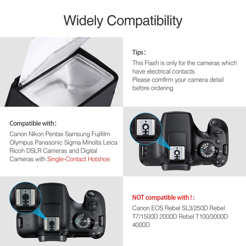 Powerextra Professional DF-400 Speedlite Camera Flash for Canon Nikon Pentax Samsung Fujifilm Olympus Panasonic Sigma Minolta Leica Ricoh DSLR Cameras and Digital Cameras with Single-Contact Hotshoe 30