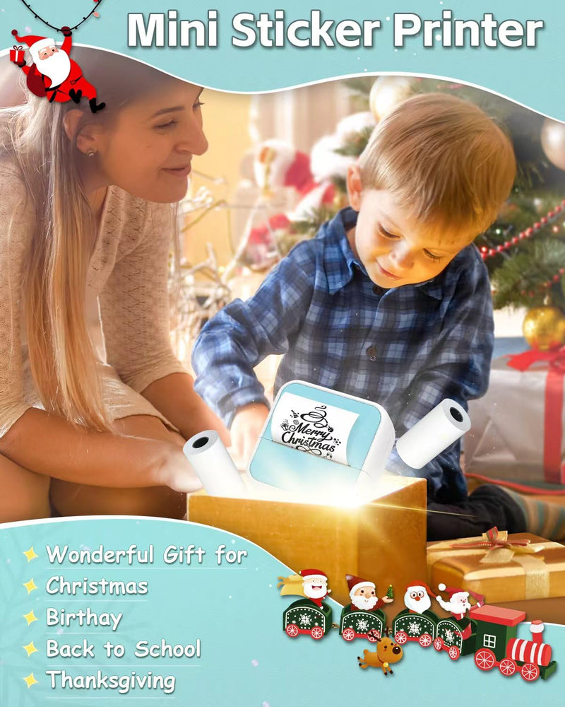 Sticker Printer - Mini Printer with Stickers, Bluetooth Inkless Printer, Sticker Maker, Mini Photo Printer, Portable Thermal Printer for iphone, Impresora Portátil for Notes, Journal, DIY, Kids Gift