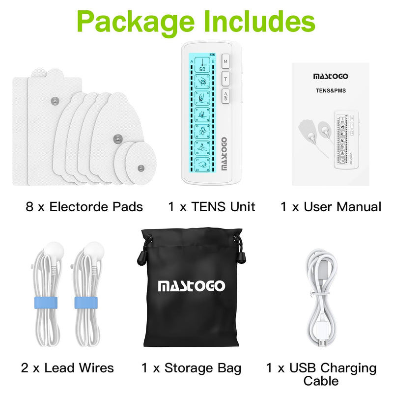 TENS Unit Muscle Stimulator for Pain Relief Therapy, Dual Channel 24 Modes Tens EMS Machine with 8 Pads,Rechargeable Electric Pulse Massager for Back, Neck, Shoulder, Sciatica,Period Cramp White
