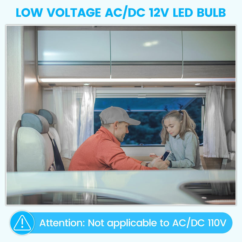 ALR12 BA15D LED Elevator Light - 6435/FR 12V BA15D Frosted Light Bulb 30W Halogen Replacement ALR12 Flood Light for RV Camper Trailer Motorhome Boat Lighting, Daylight 6000K, 2-Pack 4W-2Pack