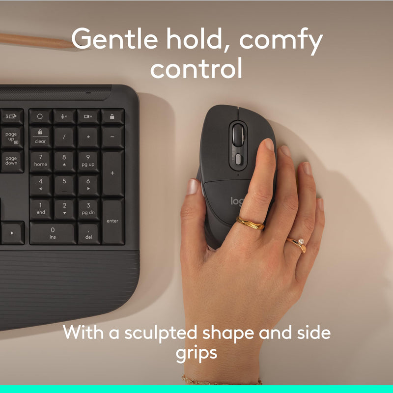 Logitech Signature Comfort Plus M850 L Wireless Mouse Bluetooth - Graphite | Bluetooth, palm cushion, 24-month battery, customizable buttons, for Windows, Mac, iPad With Palm Cushion