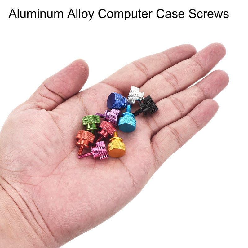 MECCANIXITY 12pcs M4x8mm Knurled Thumb Screw Computer Case Threaded Hand Tighten Screws Aluminum Alloy for PC Case, Black