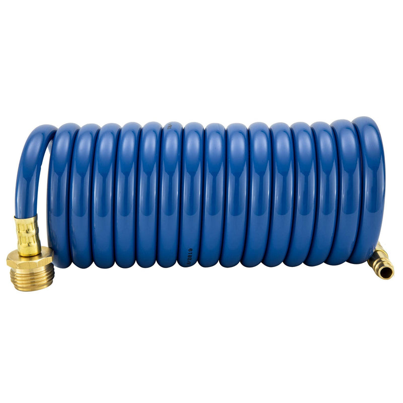 RecPro RV Exterior Shower Hose | 15' Blue Coiled Hose | Optional Flexible Quick Connect Sprayer | UV Resistant (No Sprayer) No Sprayer