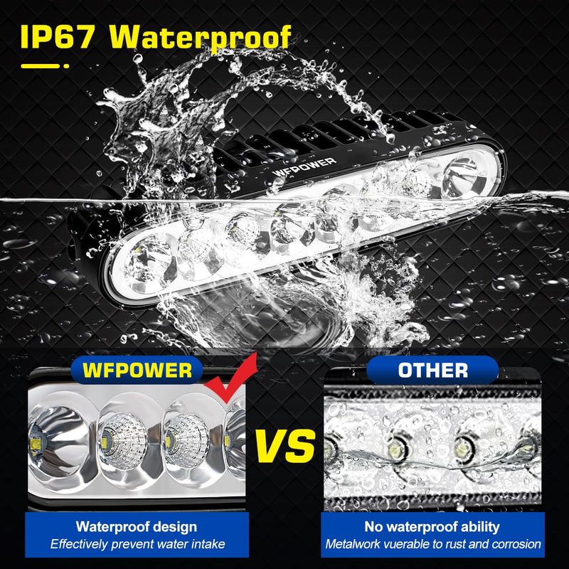 WFPOWER 2pcs Waterproof LED Boat Lights, 6.5inch 80W 8600LMS Spreader Bar Pontoon Boat Accessories, T-Top Flood & Spot Deck Lights Spotlights, Super Bright Marine Docking Lights 6.5inch Light