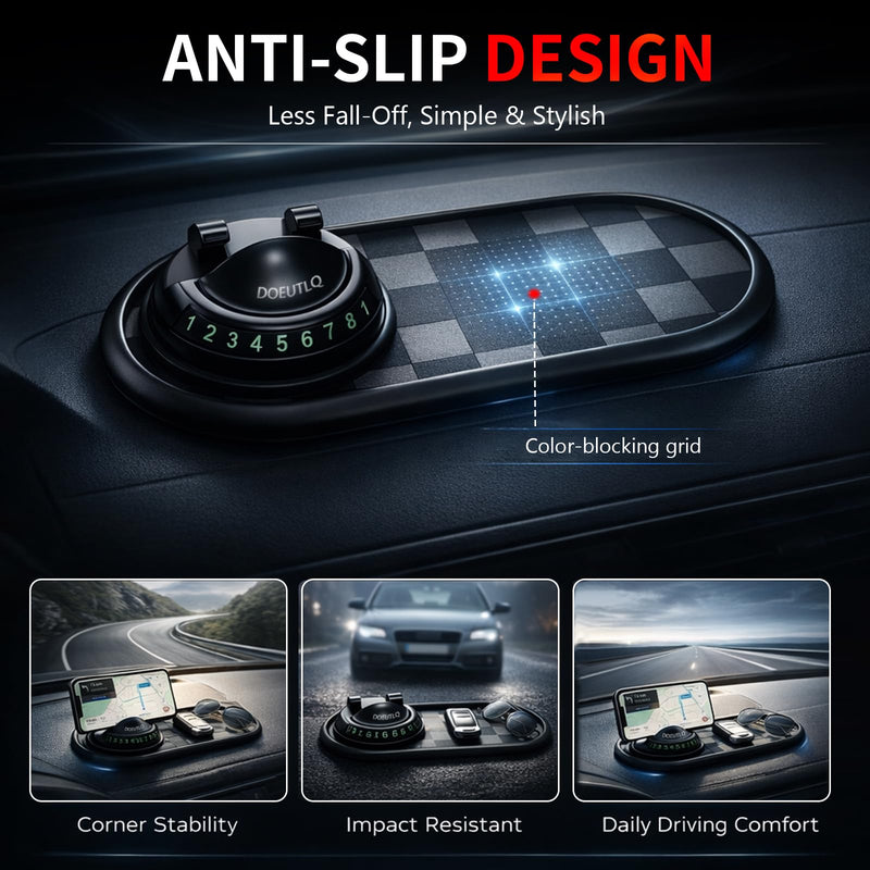 Multifunctional Car Anti-Slip Mat Dash Phone Holder New Accessories Dashboard Mat Non Slip Cover Driver Essentials Support Stand All in One Car Organizer Pad Dash Board Sticky Pad (Black & Gray)