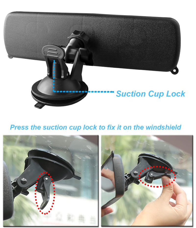 Rear View Mirror, 9.8" Universal Rearview Mirror, Car Interior Rear View Mirror with Adjustable Suction Cup, Car Inside Mirror for SUV, Vans, Trucks (Bonus 2 PCS Blind Spot Mirrors) White
