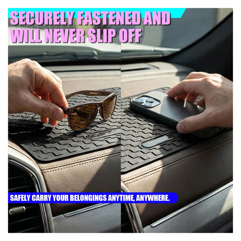 Car Dashboard Anti-Slip Pad, 10.6" × 5.7" Universal Sticky Gripping Mat, Multifunctional Automotive Interior Cell Phone Holder for Sunglasses, Keys, Coins, GPS, Electronic Devices (Black) Black
