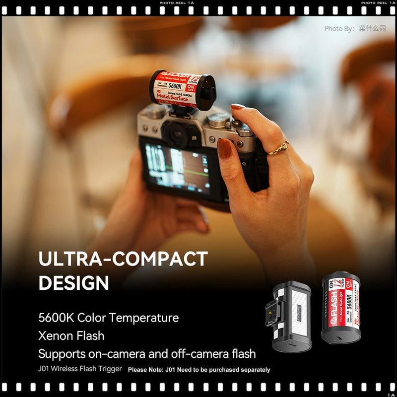 TTARTISAN M01 Mini Speedlite Camera Flash, GN12, 5600K ±200K, Built-in Battery, 4 Power Levels, Hot Shoe Fill Light for Canon, Fuji, Sony, Nikon, Leica, Pentax, Olympus