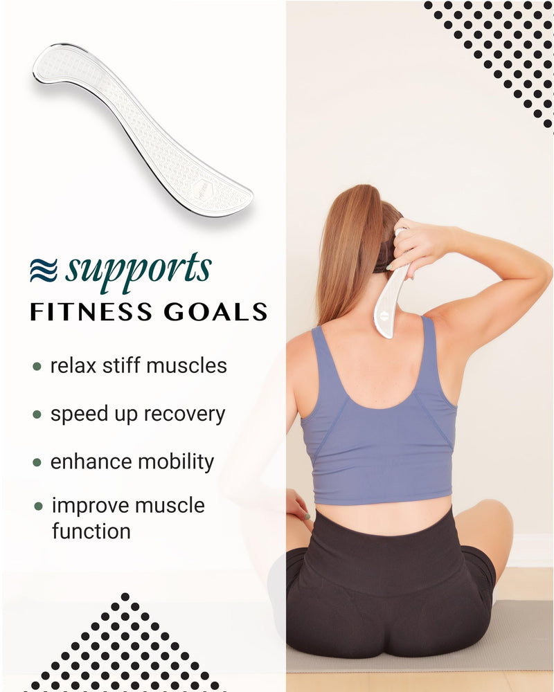 Muscle Scraper Tool with Patented Non-Slip Grip – Family-Owned Brand - Myofascial Release Tool to Relieve Tension – Massage Scraper for Sore Muscles - Stainless Steel Gua Sha for the Whole Body