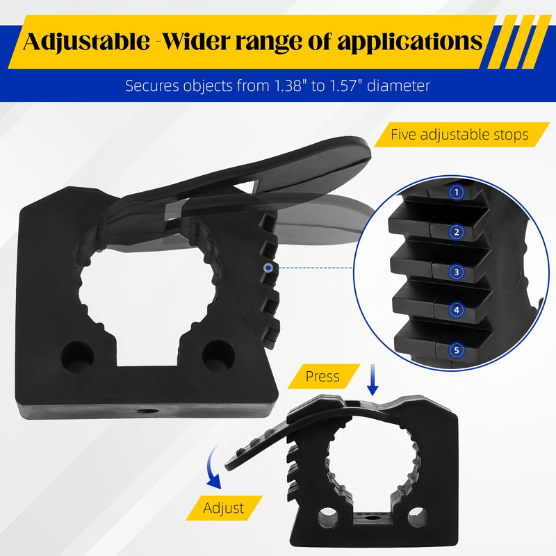 Kryonix Rubber Clamp (6 Pack) Adjustable Non-Slip Quick Release Mount, Fits 1.18“-1.57”diameter Handles, Heavy-Duty Tool Holder for Garage, Truck, RV, Boat, or Workshop 1.18"-1.57"-6Pack