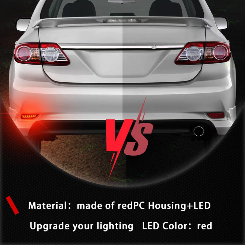Upgrade LED Rear Bumper Reflectors Light Fog Brake Tail Lamps Compatible with Toyota Corolla 2011 2012 2013 Replace OEM Stock Reflector Sequential Turn Signal Light (RED) RED