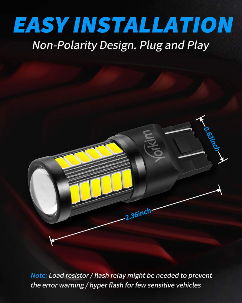 Yorkim 7440 Led Bulb Bright White Lights, T20 Led Bulb, 7443 7441 Led Bulbs, W21W Lights, 7444 Bulbs for reverse/backup/brake light - 5730 33 SMD pack of 2