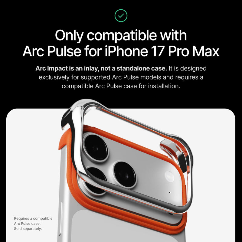 Arc Pulse Arc Impact Inlay Compatible for iPhone 17 Pro Case (6.3 Inch) – Shock-Absorbing Elastomer Insert, Adhesive-Free Easy Fit, Enhanced Drop Protection Amber Orange