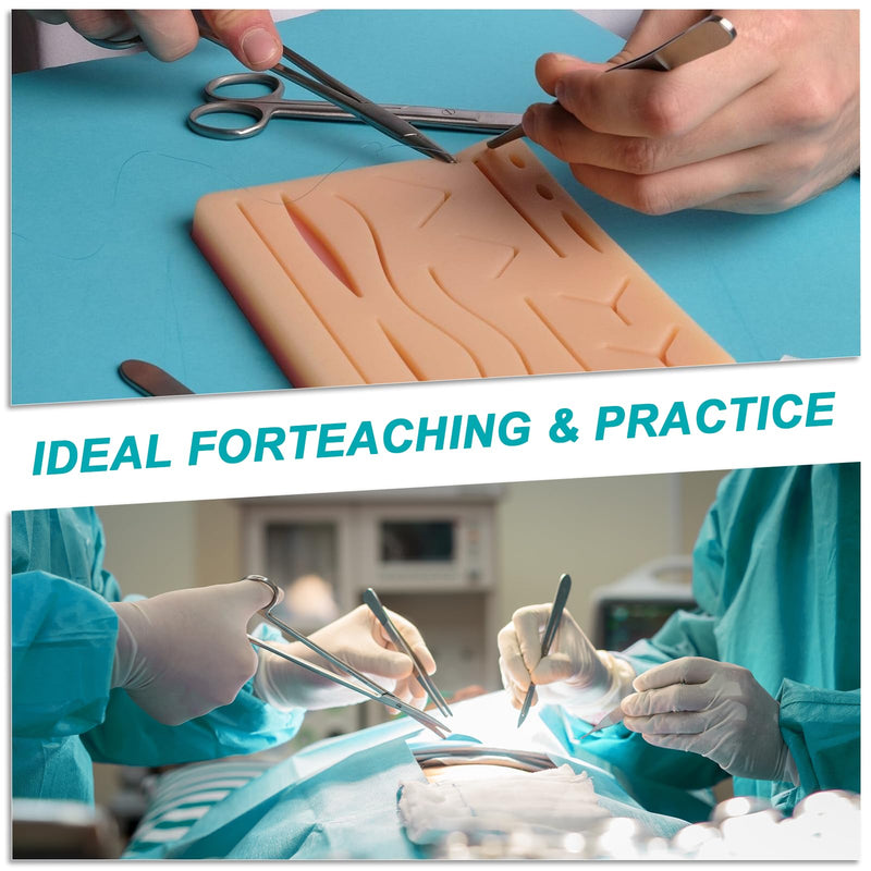 Suture Practice Kit for Medical Students, Large Silicone Pad 14 Pre-Cut Wounds, Supplies for Vet/Nursing Students Includes Surgical Removal Practice Wound Closure Stitches Practice Kit. 20 packs of sutures