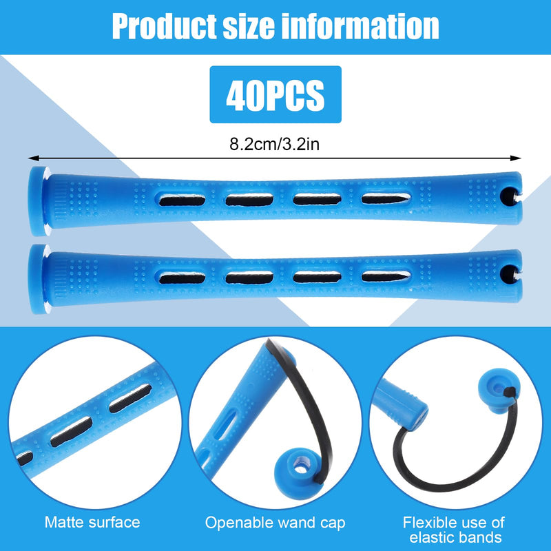 40 Pcs Perming Rods Perms for Short Hair Small Hair Rollers Perm Curlers Plastic Cold Wave Rod Rollers Curling Rod Women Diy Hairdressing Tools for Long Short Natural Hairdressing Tools(Blue)